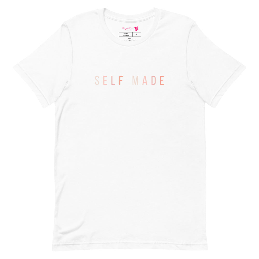 Self Made Tee- Pink Text