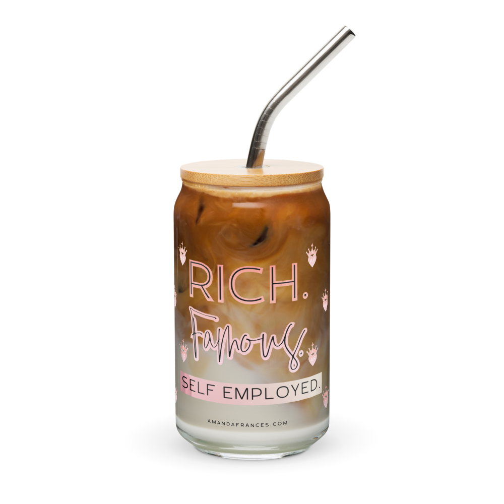 Rich, Famous, and Self-Employed Iced Coffee Glass