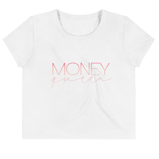 Money Queen Crop Tee- Ombre Pink Text